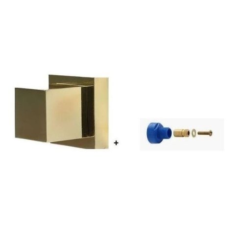 Acabamento para Registro Quadrado Dourado Brilhante Conv Docol