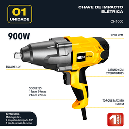 Chave de impacto elétrica Oz Modelo CH1000   - 2