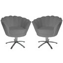 Ver imagem 1 de Kit 2 Poltronas Decorativa Pétala Base Giratória Metal Suede Cinza Mz Decor
