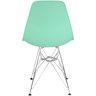Kit 3 Cadeiras Charles Eames Eiffel Base Metal Cromado Verde Agua - 5