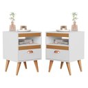 Ver imagem 1 de Kit 02 Mesas de Cabeceira Sal- Off White C/ Cedro