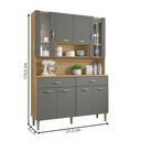Ver imagem 4 de Armário de Cozinha com Balcão Star 8 Portas 2 Gavetas com Vidro Freijó/gris - Pnr Móveis