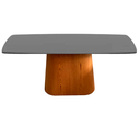 Ver imagem 1 de Mesa de Jantar Cone Retangular 244x137 cm Base Oval laminada em Madeira Freijó Tampo Laqueado - Pret