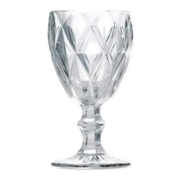 Jogo 6 Taças Diamond Transparente Água Vinho 300ml Bico Jaca - 3