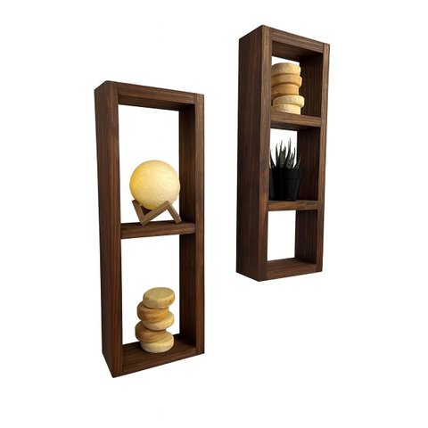 2 Nichos de Madeira Maciça 50x17x9 com Divisórias