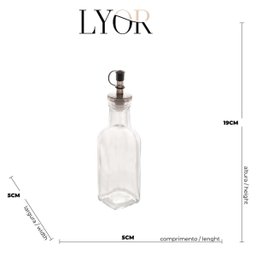 Porta Azeite e Vinagre Saleiro Pimenteiro Kit 4 Potes para Temperos Condimentos Vidro Lyor - 4