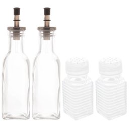Porta Azeite e Vinagre Saleiro Pimenteiro Kit 4 Potes para Temperos Condimentos Vidro Lyor - 1