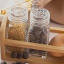 Ver imagem 3 de Porta Azeite e Vinagre Saleiro Pimenteiro Kit 4 Potes para Temperos Condimentos Vidro Lyor