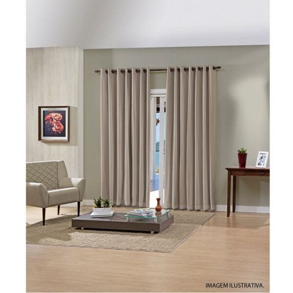 Cortina para Varão com Blackout 260x230cm Pratika Lisa Slim Bella Janela Taupe - 2