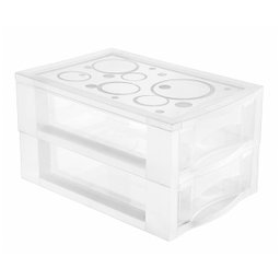 Mini Gaveteiro Médio para Organizar com 2 Gavetas Transparente - 1