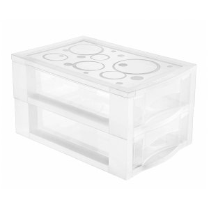 Mini Gaveteiro Médio para Organizar com 2 Gavetas Transparente