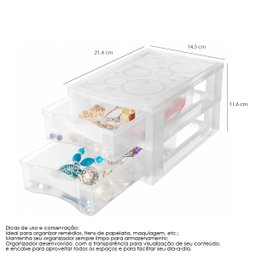 Mini Gaveteiro Médio para Organizar com 2 Gavetas Transparente - 2