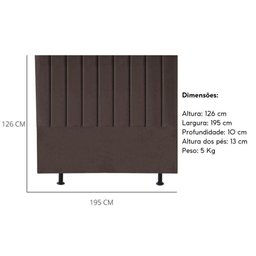Cabeceira Estofada Cama Box King 195cm Lídia Suede e Frame Marrom - 3