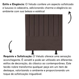 Cabeceira Estofada Cama Box King 195cm Lídia Suede e Frame Marrom - 5