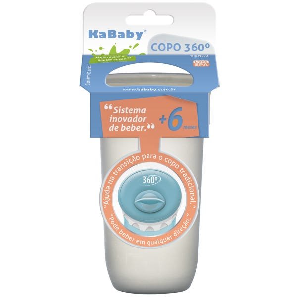 Copo de Bebê Infantil 360º Antivazamento 290ml +6 Meses Sport Kababy Cinza - 2