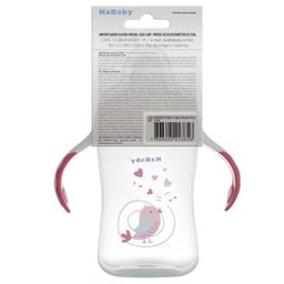 Copo de Bebê Treinamento Com Bico Rigido e Alças 300ml +6 Meses Kababy Rosa - 3