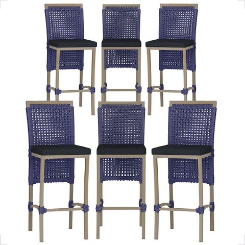 6 Banqueta em Alumínio Roma Fendi Corda Náutica Tecido 12