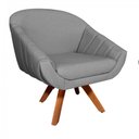 Ver imagem 3 de Kit 02 Poltronas Giratória Giovana Linho A26 Base Madeira Mm30 D’Rossi