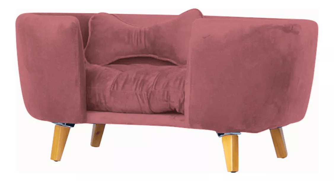 Cama Poltrona Sofá Pet Cão Gato Hannah Luxo Suede Rose - Incasa Decor - 4