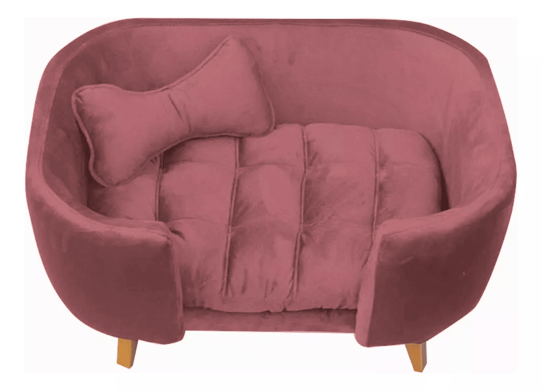 Cama Poltrona Sofá Pet Cão Gato Hannah Luxo Suede Rose - Incasa Decor - 3