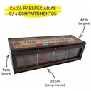 Ver imagem 3 de Caixa Gin Tonica - Porta Chá - Box Especiarias Organizadora - 4 Divisórias - MDF Adesivado - 25cm
