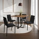 Ver imagem 1 de Conjunto de Jantar Mesa Mônaco 90cm Tampo Imbuia com 4 Cadeiras Estofadas Pretas - Cor: Preto