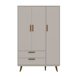 Guarda-Roupa Retrô 3 Portas Matic Cor Cinza Eco Wood - 1