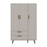 Guarda-Roupa Retrô 3 Portas Matic Cor Cinza Eco Wood - 1