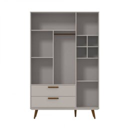 Guarda-Roupa Retrô 3 Portas Matic Cor Cinza Eco Wood - 2