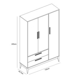 Guarda-Roupa Retrô 3 Portas Matic Cor Cinza Eco Wood - 3