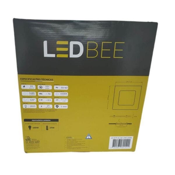 Painel LED Embutir Quadrado 24W Branca LEDbee - 4