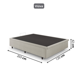 Cama Box Baú Viúva 120x203x42 Cm Corino Linho com Pistão a Gás - 4