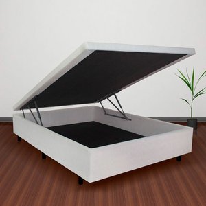 Cama Box Baú Viúva 120x203x42 Cm Corino Linho com Pistão a Gás