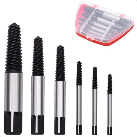 Chave Extrator Tira Parafuso Quebrado Espanado 3 a 18mm Jogo com 5 Peças Lorben