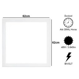 Painel Led Plafon Slim Bivolt Quadrado Luminária Embutir 2Un - 5