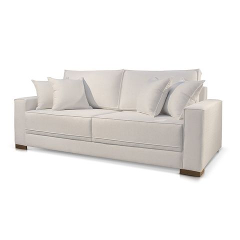 Sofá 3 Lugares Fixo Living Marrocos Linho Offwhite 2,0m Mk