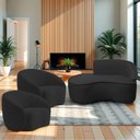 Ver imagem 1 de Kit Divã Recamier Orgânico Marrocos 150cm Lado Esquerdo e 2 Poltronas Amore Bouclé Preto