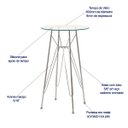 Ver imagem 2 de Mesa Eames Bistrô Alta Ferro Eiffel Cromada com Tampo de Vidro Redondo 60cm Poltronas do Sul 2062