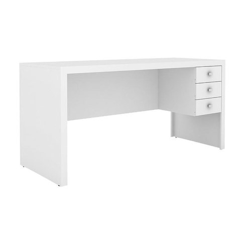 Escrivaninha p/ Escritório ME4113 c/ 3 Gavetas Branco - Tecno Mobili