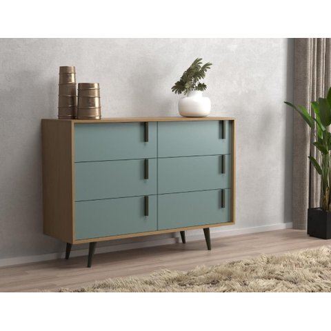Comoda Tulipa Pés Palito Cor:Nogal com Gray
