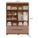 Ver imagem 2 de Guarda Roupa Solteiro Doble 04 Portas com Espelho e Cômoda Mobi Nogueira Capuccino - Móveis Albatroz