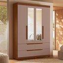 Ver imagem 6 de Guarda Roupa Solteiro Doble 04 Portas com Espelho e Cômoda Mobi Nogueira Capuccino - Móveis Albatroz