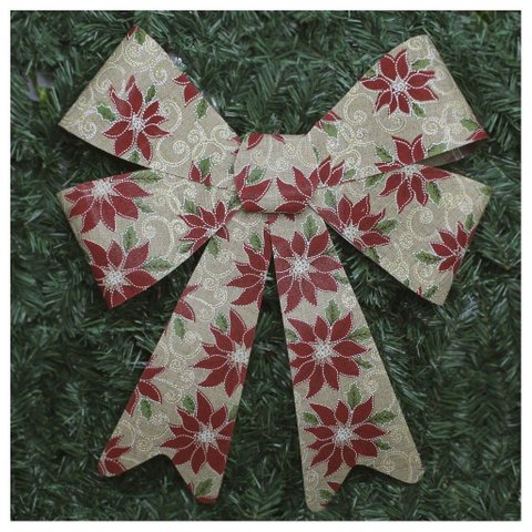 Kit 4 Enfeite Árvore Natal Laço Decorado com Flores 46 Cm