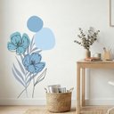 Ver imagem 1 de Adesivo Floral Boho Azul Estilo Nórdico 70x120 Minimalista Abstrato