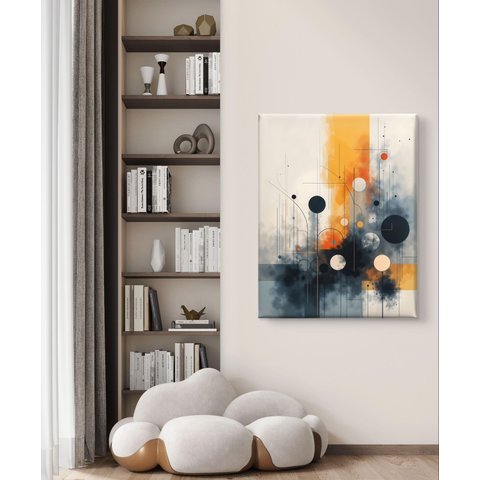 Canvas para Quadro Decorativo Abstrato Formas Geométricas 0,70 X 0,90