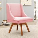 Ver imagem 2 de Kit 8 Cadeiras Estofadas Giratória para Sala de Jantar Lia Suede Rosa Bebê - Ibiza