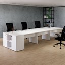 Ver imagem 1 de Conjunto Estação de Trabalho 6 Lugares com Armário Branco Yescasa