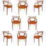 Kit 8 Cadeiras Allegra em Pp para Área Externa e Sala de Jantar ou Estar Cor Terracota Ecomhome - 1
