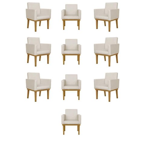 Kit 12 Cadeiras Poltrona com Base Recepção Courino Bege