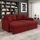 Ver imagem 2 de Sofá Retrátil Reclinável 3 Lugares 194cm Maili Veludo Vermelho K01 - D’Rossi